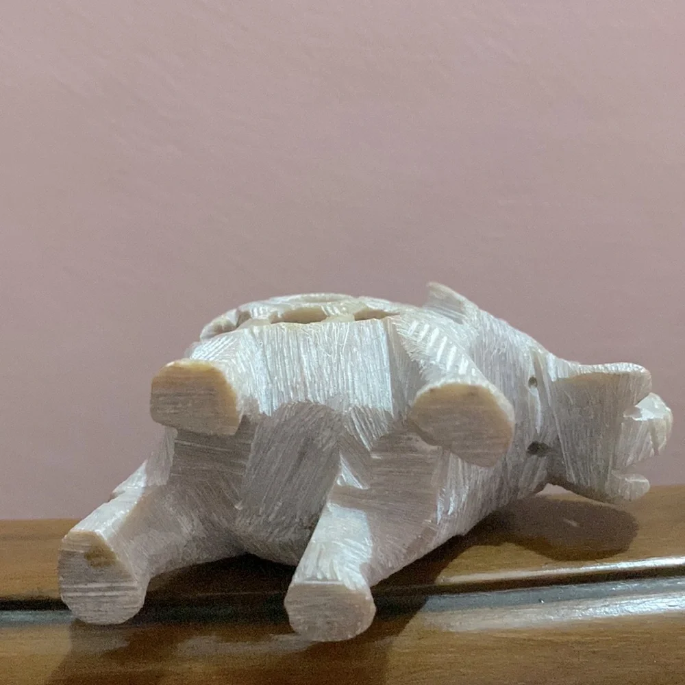 SOLD YEY !!  New Elephant Mother & Baby Inside Hand Carved Soapstone Pinkish - Picture 9 of 11